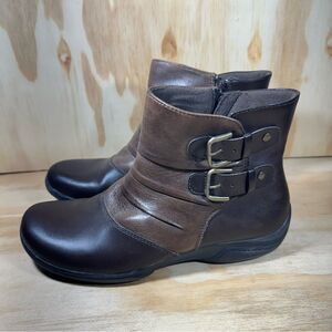 Earth Origins Brown Leather Ankle Boots Women’s Size 10